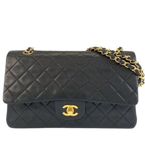 Chanel Vintage Circa 1999 Classic Double Flap Bag Quilted Lambskin - Medium